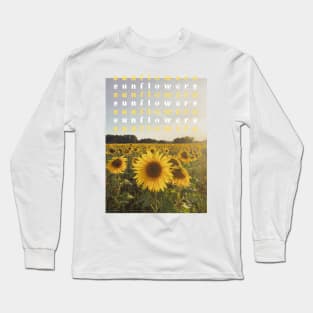 Sunny Summer Sunflower Field Long Sleeve T-Shirt